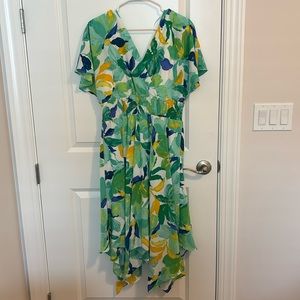 Green yellow and blue dress. Size 14